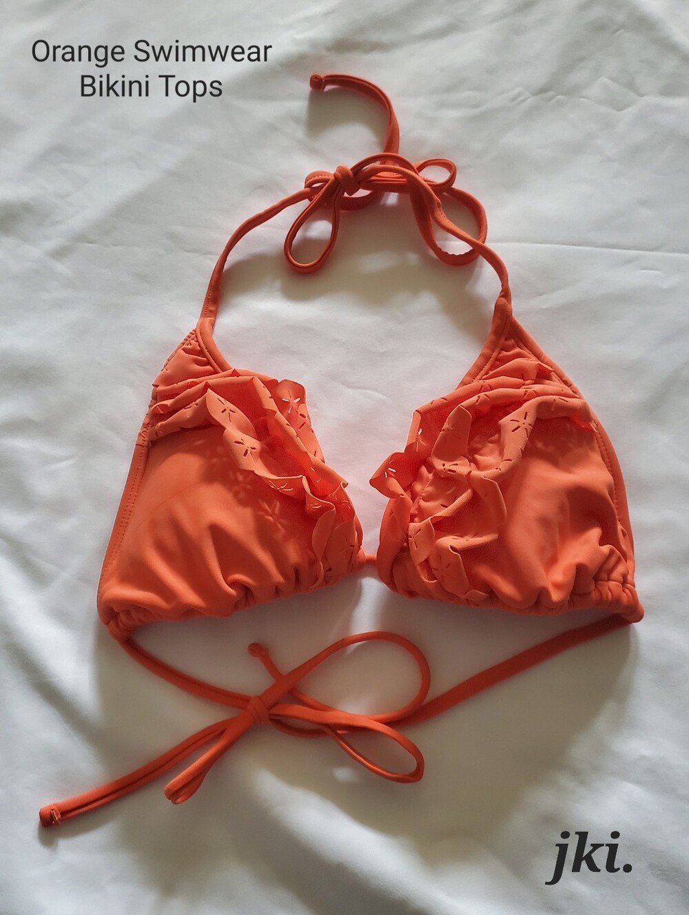 Orange Ruffle  Bikini Top